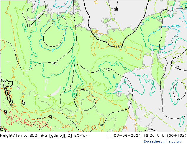 Z500/Rain (+SLP)/Z850 ECMWF Čt 06.06.2024 18 UTC