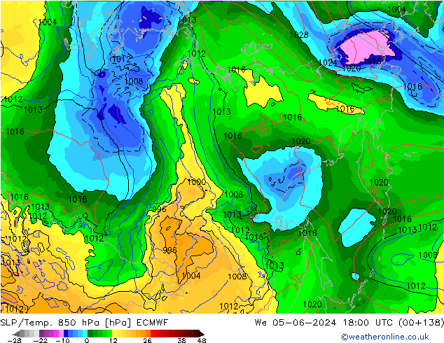 SLP/Temp. 850 hPa ECMWF We 05.06.2024 18 UTC