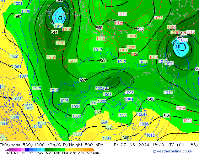 Thck 500-1000hPa ECMWF Sex 07.06.2024 18 UTC