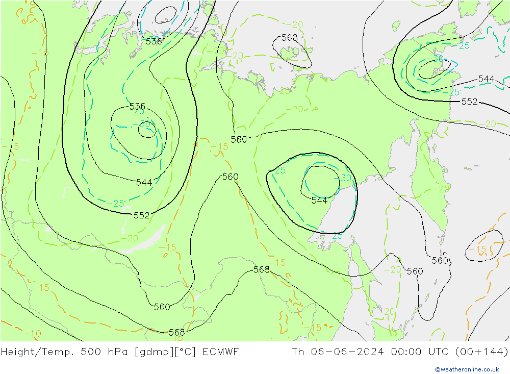 Z500/Rain (+SLP)/Z850 ECMWF Qui 06.06.2024 00 UTC