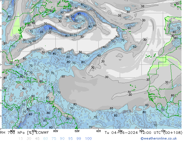 RH 700 hPa ECMWF Ter 04.06.2024 12 UTC