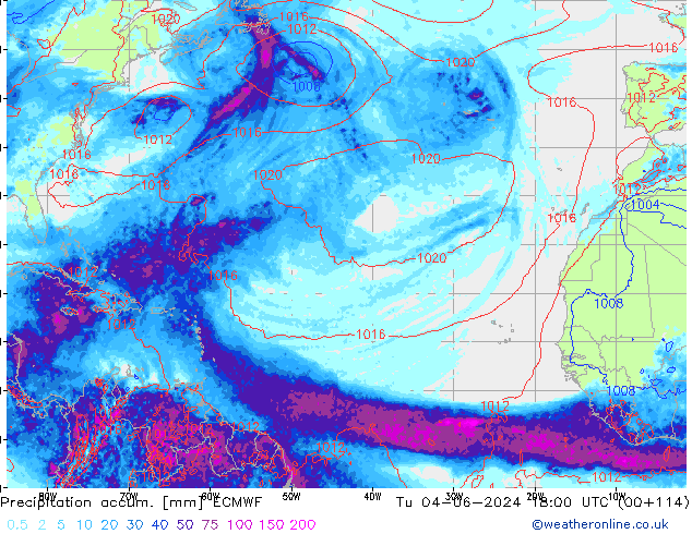 Precipitation accum. ECMWF  04.06.2024 18 UTC