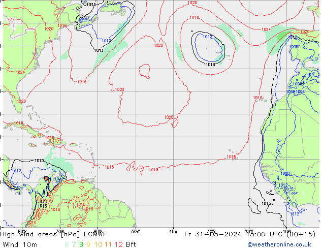 High wind areas ECMWF  31.05.2024 15 UTC