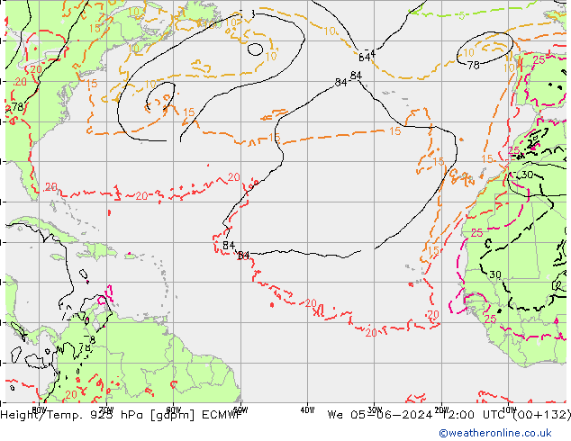 Height/Temp. 925 hPa ECMWF Qua 05.06.2024 12 UTC