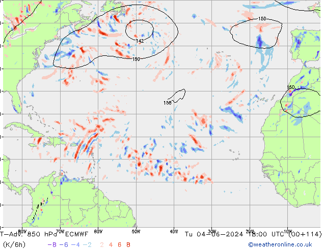 T-Adv. 850 hPa ECMWF  04.06.2024 18 UTC