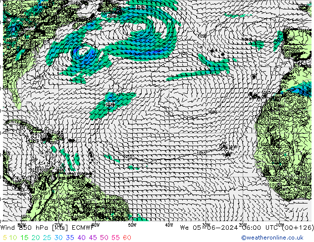 Wind 850 hPa ECMWF wo 05.06.2024 06 UTC