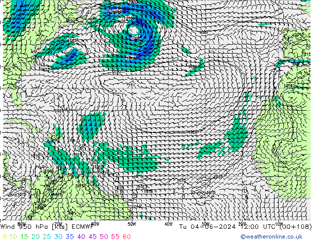 Wind 950 hPa ECMWF Tu 04.06.2024 12 UTC