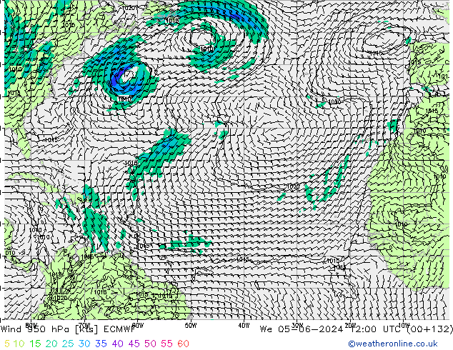 Vento 950 hPa ECMWF Qua 05.06.2024 12 UTC