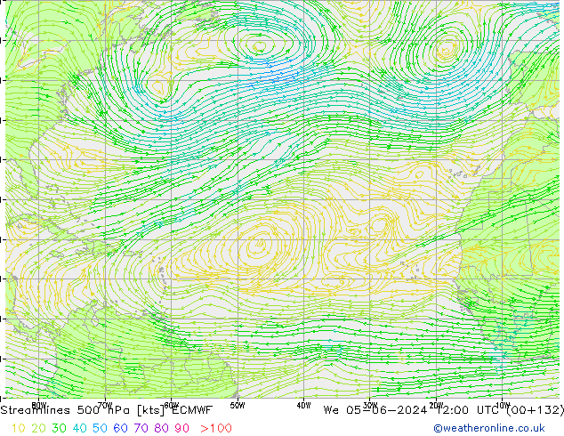 ветер 500 гПа ECMWF ср 05.06.2024 12 UTC