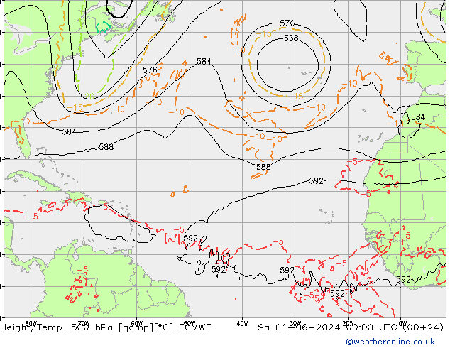 Z500/Rain (+SLP)/Z850 ECMWF sab 01.06.2024 00 UTC