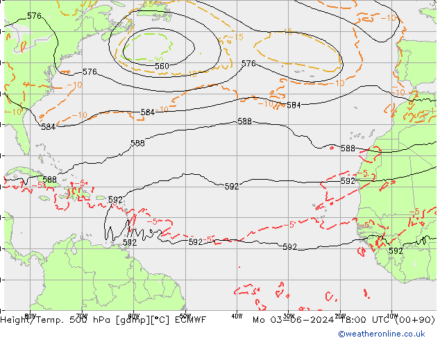 Z500/Rain (+SLP)/Z850 ECMWF  03.06.2024 18 UTC