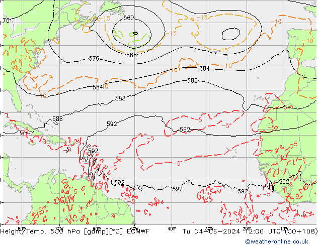 Height/Temp. 500 hPa ECMWF  04.06.2024 12 UTC