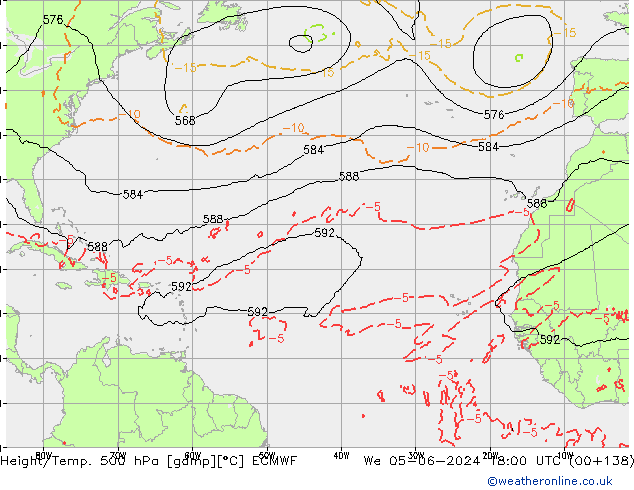 Z500/Regen(+SLP)/Z850 ECMWF wo 05.06.2024 18 UTC