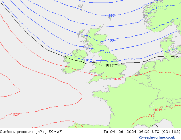 приземное давление ECMWF вт 04.06.2024 06 UTC