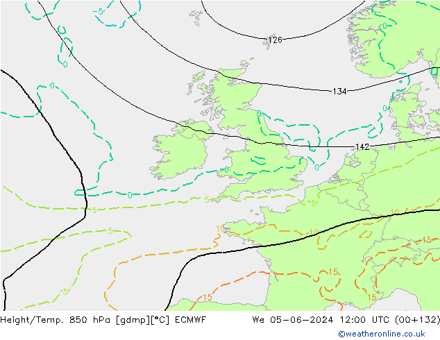 Z500/Rain (+SLP)/Z850 ECMWF Mi 05.06.2024 12 UTC