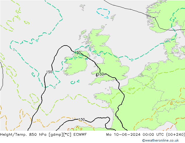 Yükseklik/Sıc. 850 hPa ECMWF Pzt 10.06.2024 00 UTC
