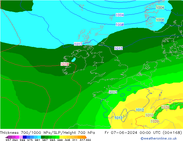 700-1000 hPa Kalınlığı ECMWF Cu 07.06.2024 00 UTC