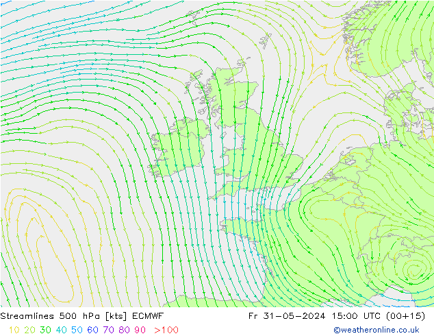 Streamlines 500 hPa ECMWF Fr 31.05.2024 15 UTC