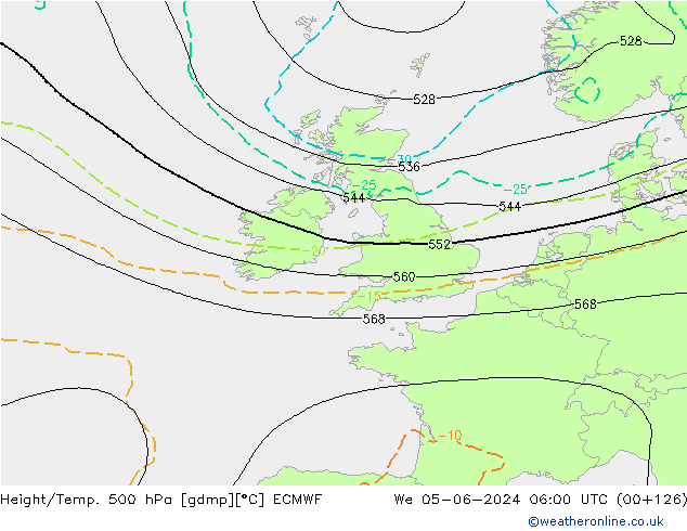 Z500/Rain (+SLP)/Z850 ECMWF ср 05.06.2024 06 UTC