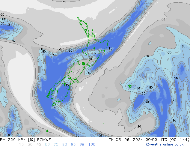 RH 300 hPa ECMWF Th 06.06.2024 00 UTC