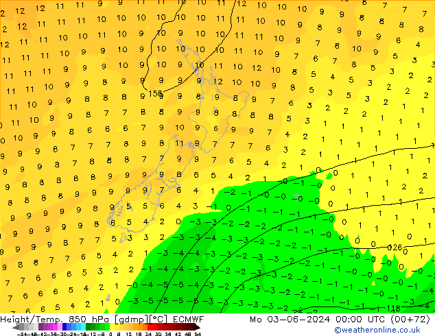 Z500/Rain (+SLP)/Z850 ECMWF lun 03.06.2024 00 UTC