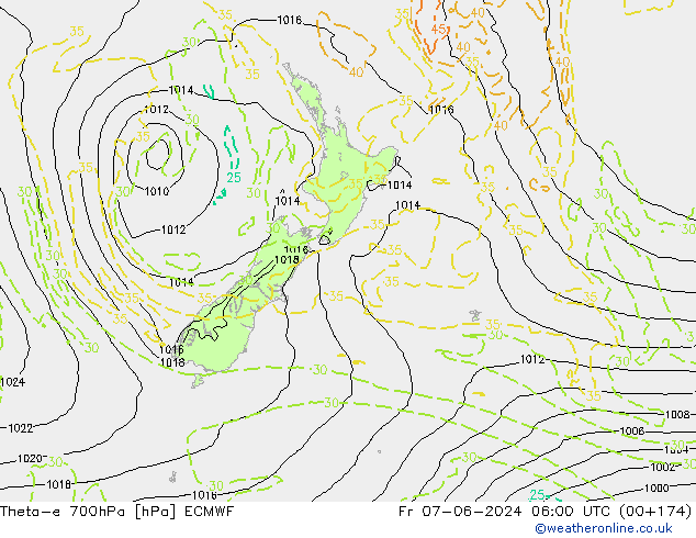 Theta-e 700hPa ECMWF Fr 07.06.2024 06 UTC