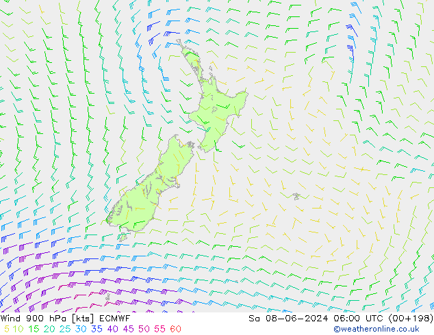 Wind 900 hPa ECMWF Sa 08.06.2024 06 UTC