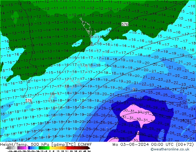 Z500/Rain (+SLP)/Z850 ECMWF lun 03.06.2024 00 UTC