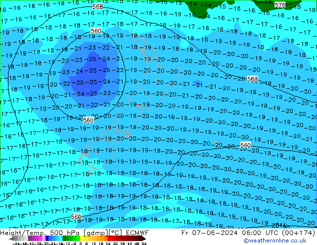 Z500/Rain (+SLP)/Z850 ECMWF Fr 07.06.2024 06 UTC