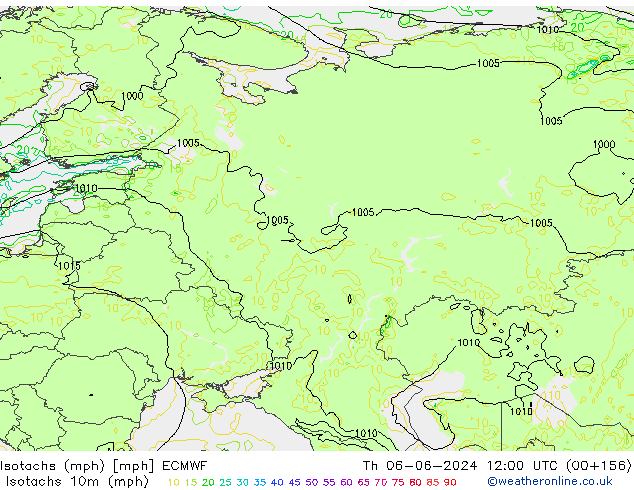 Isotachs (mph) ECMWF gio 06.06.2024 12 UTC