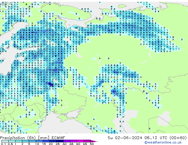 Z500/Rain (+SLP)/Z850 ECMWF Вс 02.06.2024 12 UTC