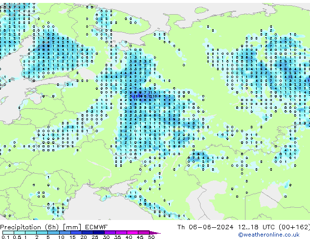 Precipitazione (6h) ECMWF gio 06.06.2024 18 UTC