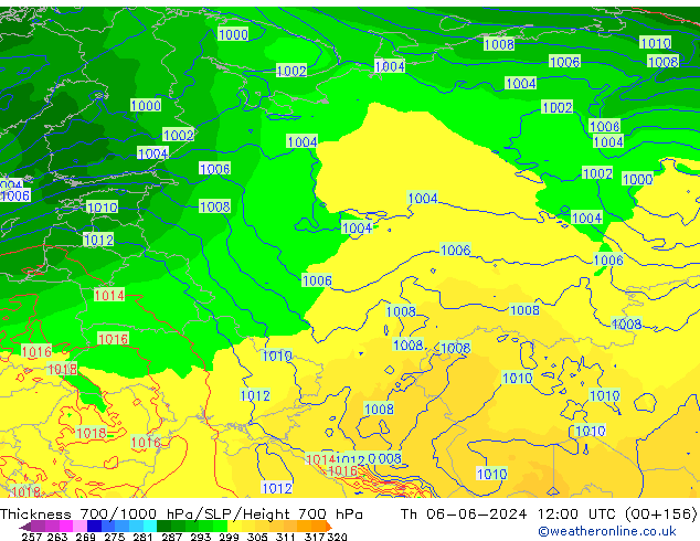 Dikte700-1000 hPa ECMWF do 06.06.2024 12 UTC