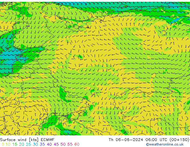 Vent 10 m ECMWF jeu 06.06.2024 06 UTC