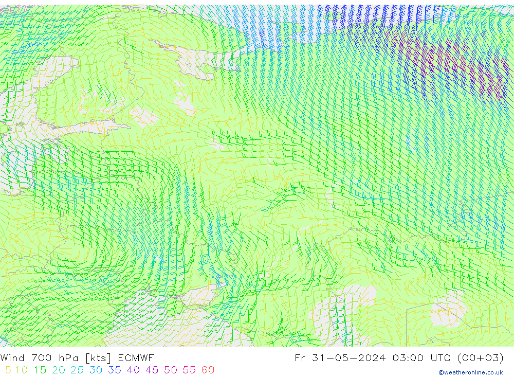 Wind 700 hPa ECMWF vr 31.05.2024 03 UTC