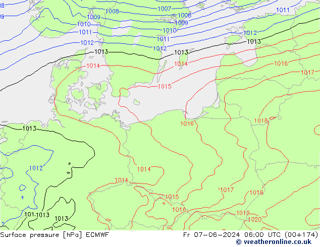 Surface pressure ECMWF Fr 07.06.2024 06 UTC