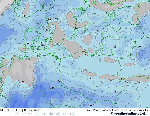 RH 700 hPa ECMWF  01.06.2024 00 UTC