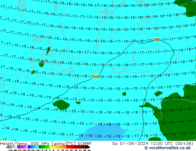 Z500/Regen(+SLP)/Z850 ECMWF za 01.06.2024 12 UTC