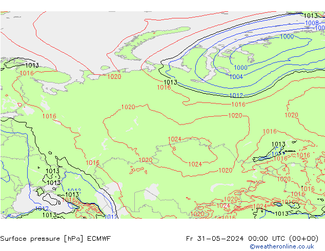 Atmosférický tlak ECMWF Pá 31.05.2024 00 UTC