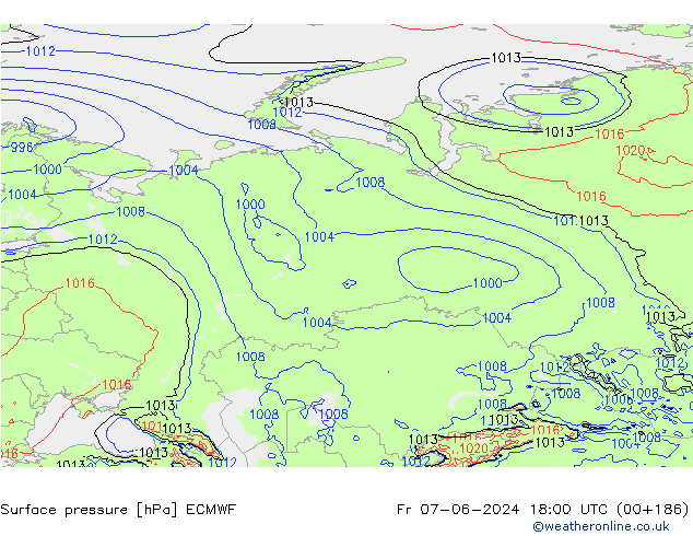 Yer basıncı ECMWF Cu 07.06.2024 18 UTC