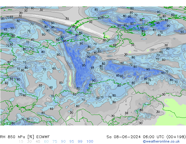 RH 850 hPa ECMWF So 08.06.2024 06 UTC