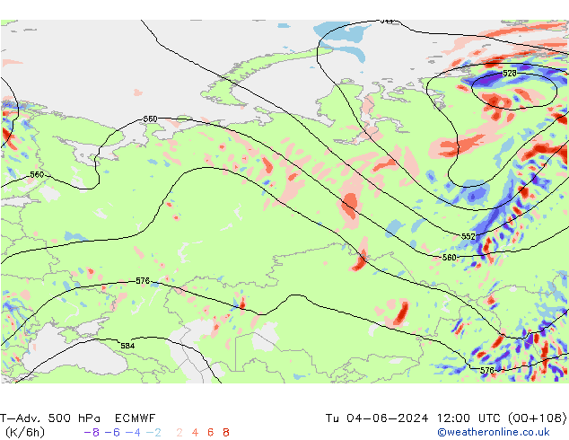 T-Adv. 500 hPa ECMWF Ter 04.06.2024 12 UTC