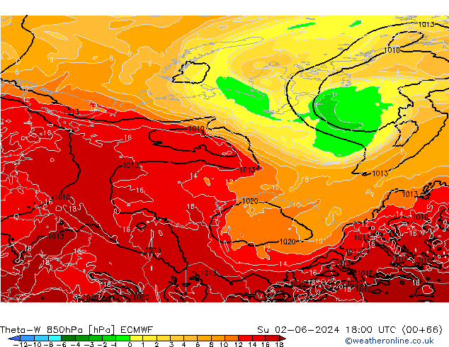 Theta-W 850hPa ECMWF zo 02.06.2024 18 UTC