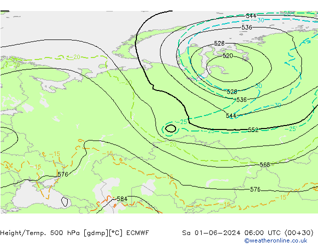 Z500/Rain (+SLP)/Z850 ECMWF Sáb 01.06.2024 06 UTC