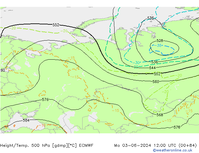 Z500/Rain (+SLP)/Z850 ECMWF lun 03.06.2024 12 UTC