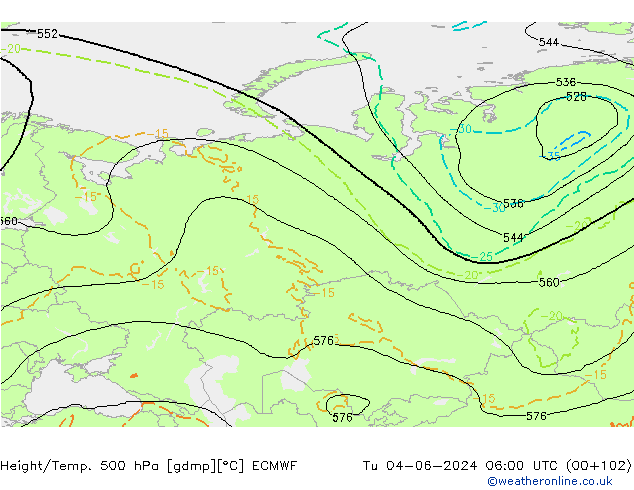 Z500/Rain (+SLP)/Z850 ECMWF Di 04.06.2024 06 UTC