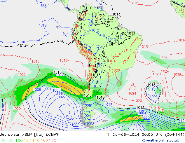 Jet stream/SLP ECMWF Th 06.06.2024 00 UTC