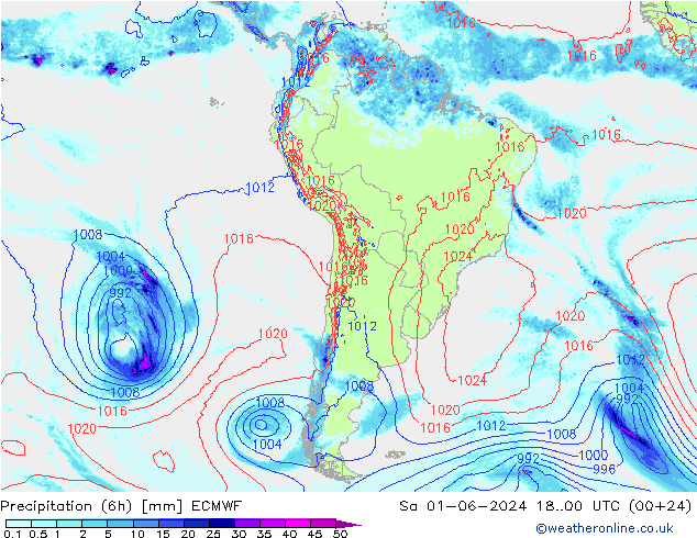 Z500/Rain (+SLP)/Z850 ECMWF sab 01.06.2024 00 UTC