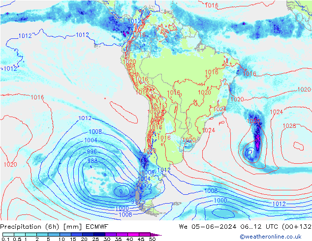 Z500/Regen(+SLP)/Z850 ECMWF wo 05.06.2024 12 UTC