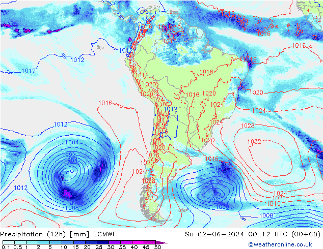 Precipitación (12h) ECMWF dom 02.06.2024 12 UTC